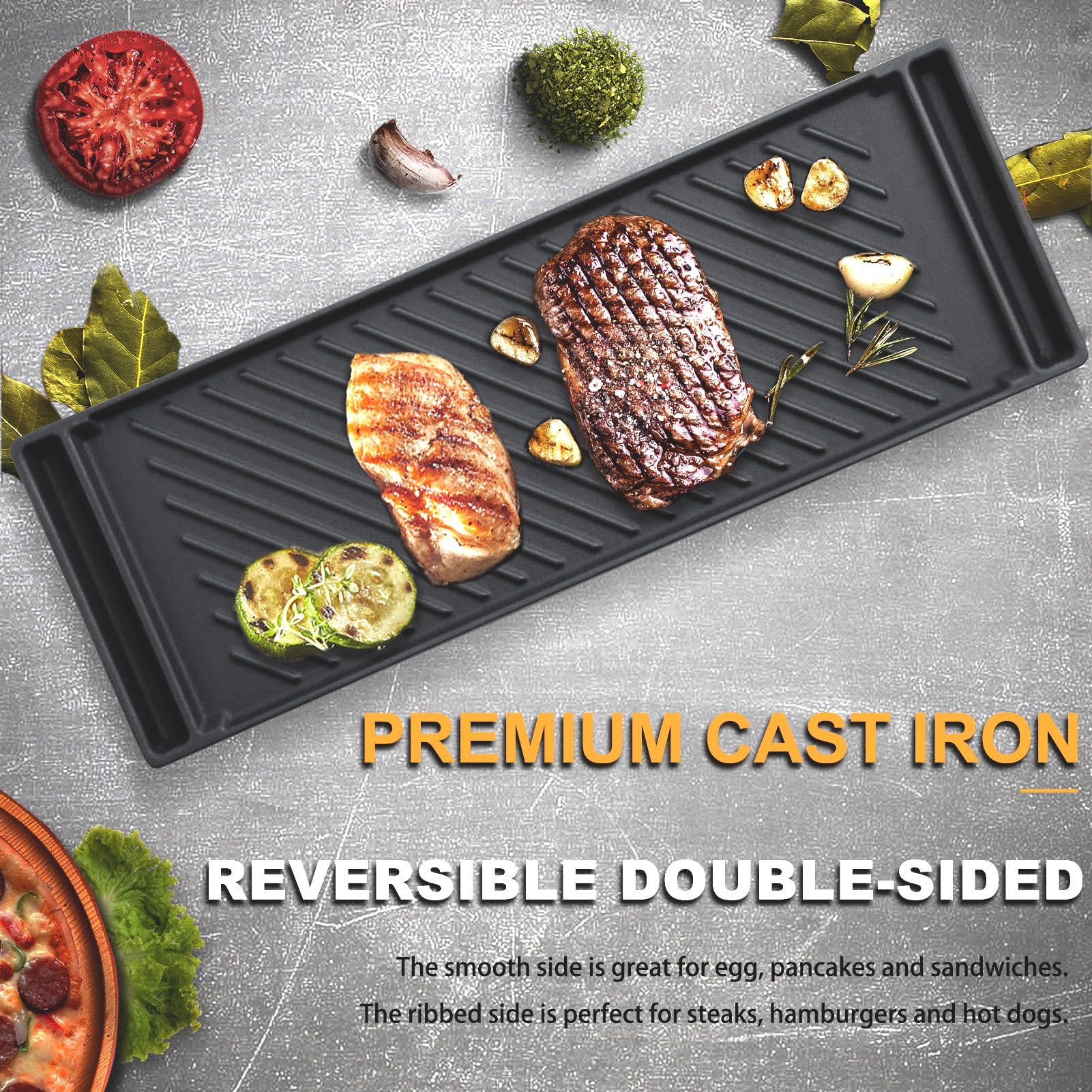 Samsung Gas Range Replacement Griddle Plate - Reversible Cast Iron Center Griddle for NX58H5600SS & NX58H9500WS Models - Perfect for Pancakes, Burgers & Breakfast Cooking - 1 Pack
