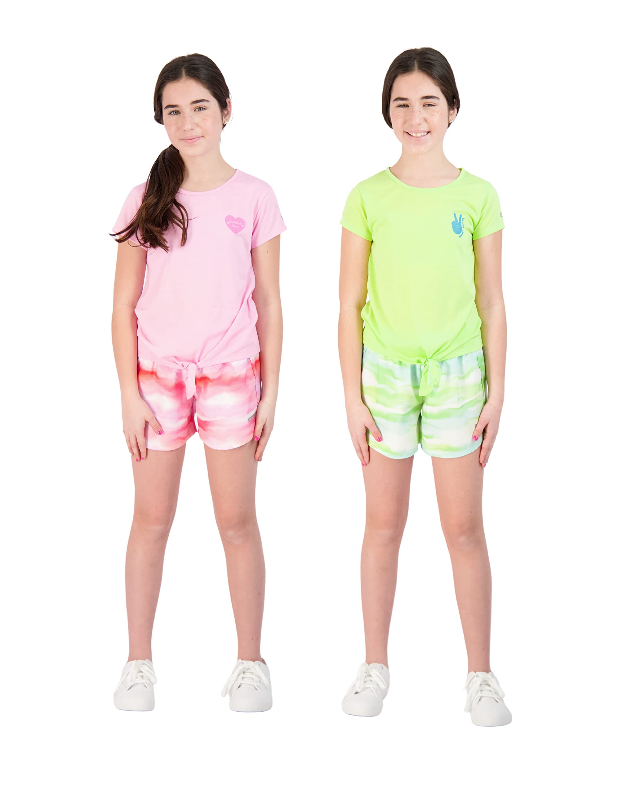 Hind 4-Piece Girls Athletic Shorts and Workout Tops Set - Breathable Comfortable Sports Outfit for Active Kids - Perfect for Gym, Running, Yoga & Playtime