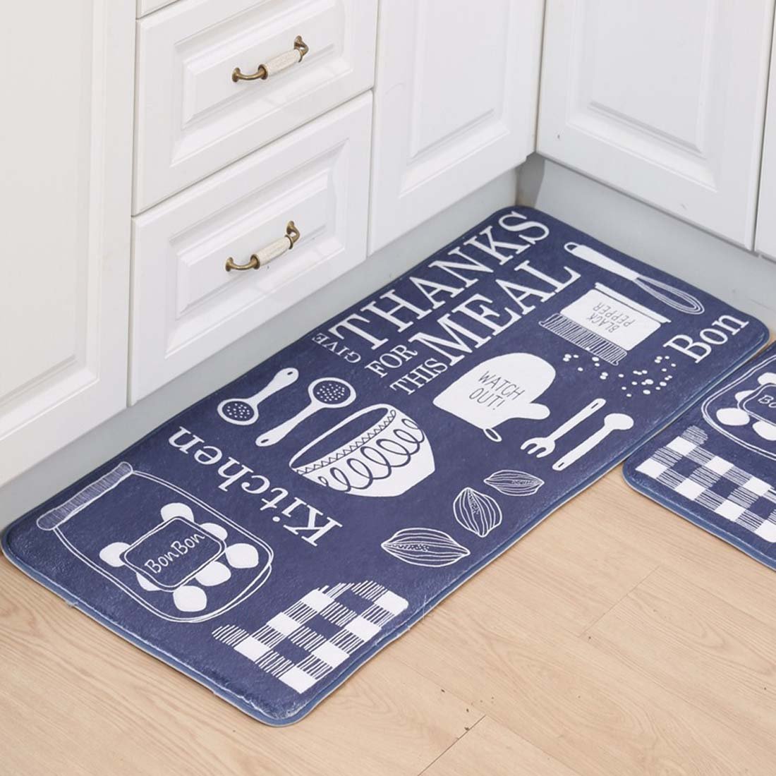 Non-Slip Kitchen Mats and Rugs - American Cutlery Pattern Indoor Floor Mat, Low Profile Absorbent Runner for Home, Bathroom, Bedroom - Perfect for High-Traffic Areas and Spill Protection