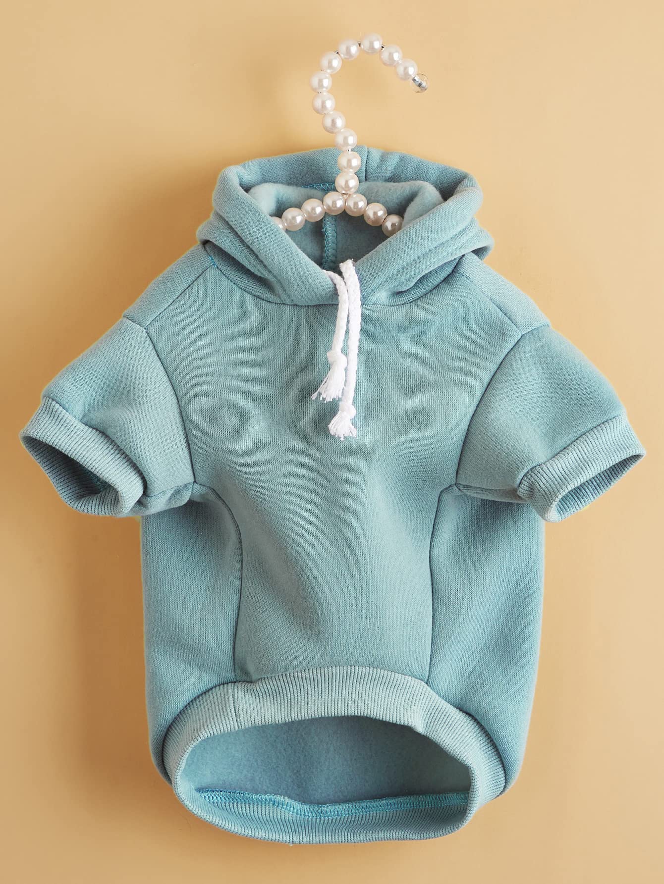 QWINEE Basic Dog Hoodie - Warm Winter Jacket for Small & Medium Dogs & Cats - Cozy Pet Apparel for Puppies & Kittens - Cadet Blue - Perfect for Cold Weather Walks & Indoor Comfort