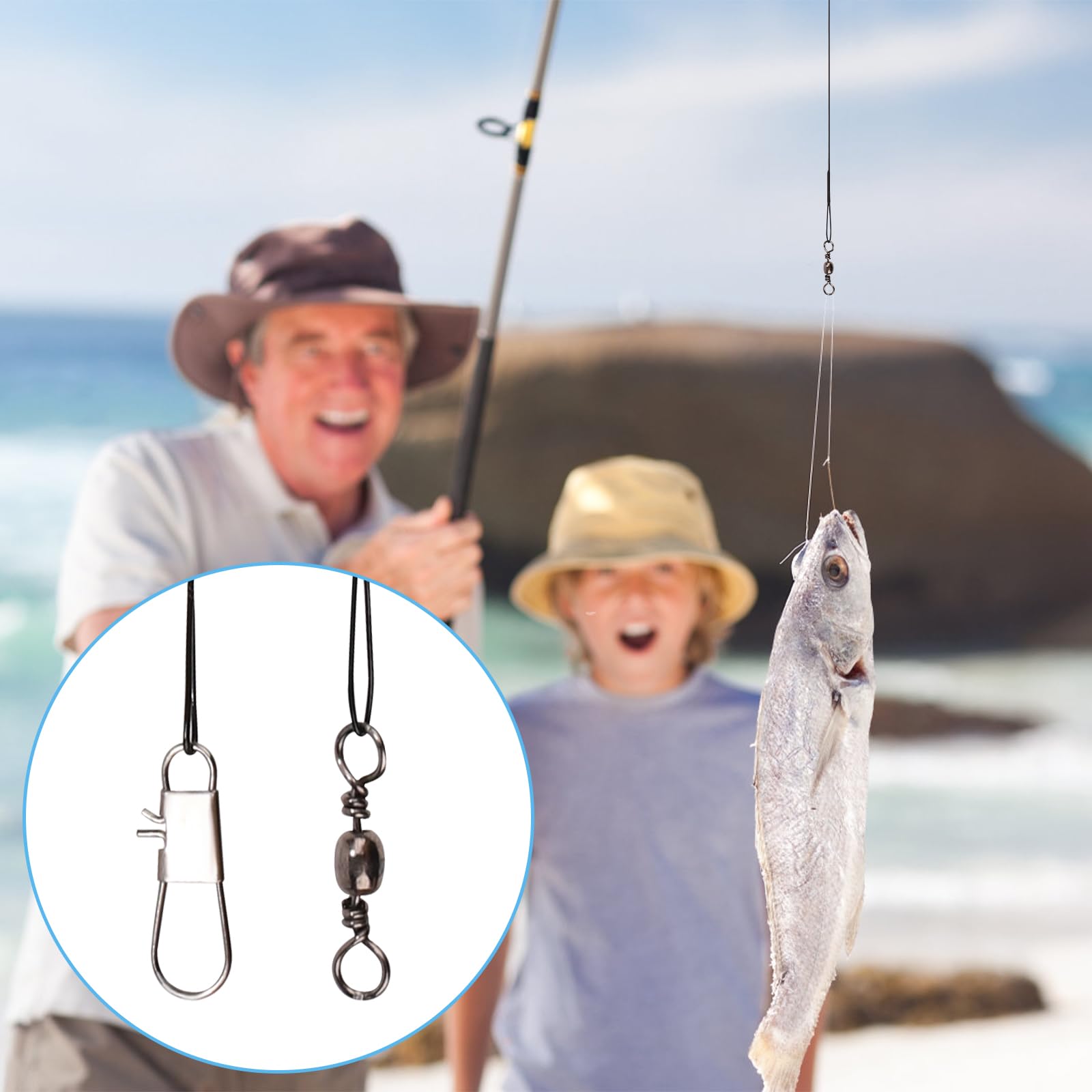 30pcs Stainless Steel Fishing Leaders with Swivel Buckle - Saltwater & Freshwater Fishing Leader Wire for Lures, Hooks & Tackle - Perfect for Bass, Trout & Saltwater Game Fishing (Black)