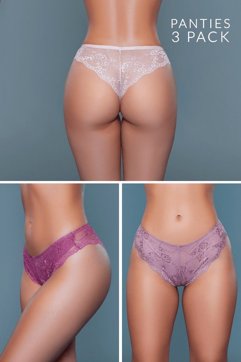 BeWicked Women's Hadlee Tanga 3 Pack - Soft Lace Underwear Set for Everyday Comfort & Sensual Wear - Perfect for Date Nights, Lingerie Gifts & Intimate Moments
