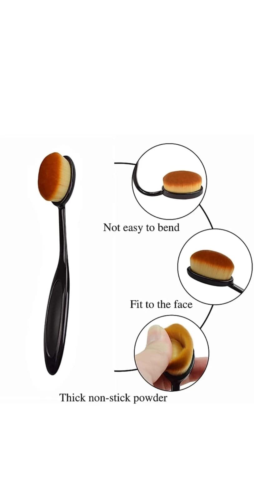 Professional AIR BEAUTY Soft Oval Foundation & Blusher Brush - Premium Makeup Brush for Flawless Blending (Pack of 1) | Perfect for Liquid, Cream & Powder Cosmetics | Ideal for Everyday Makeup & Professional Use