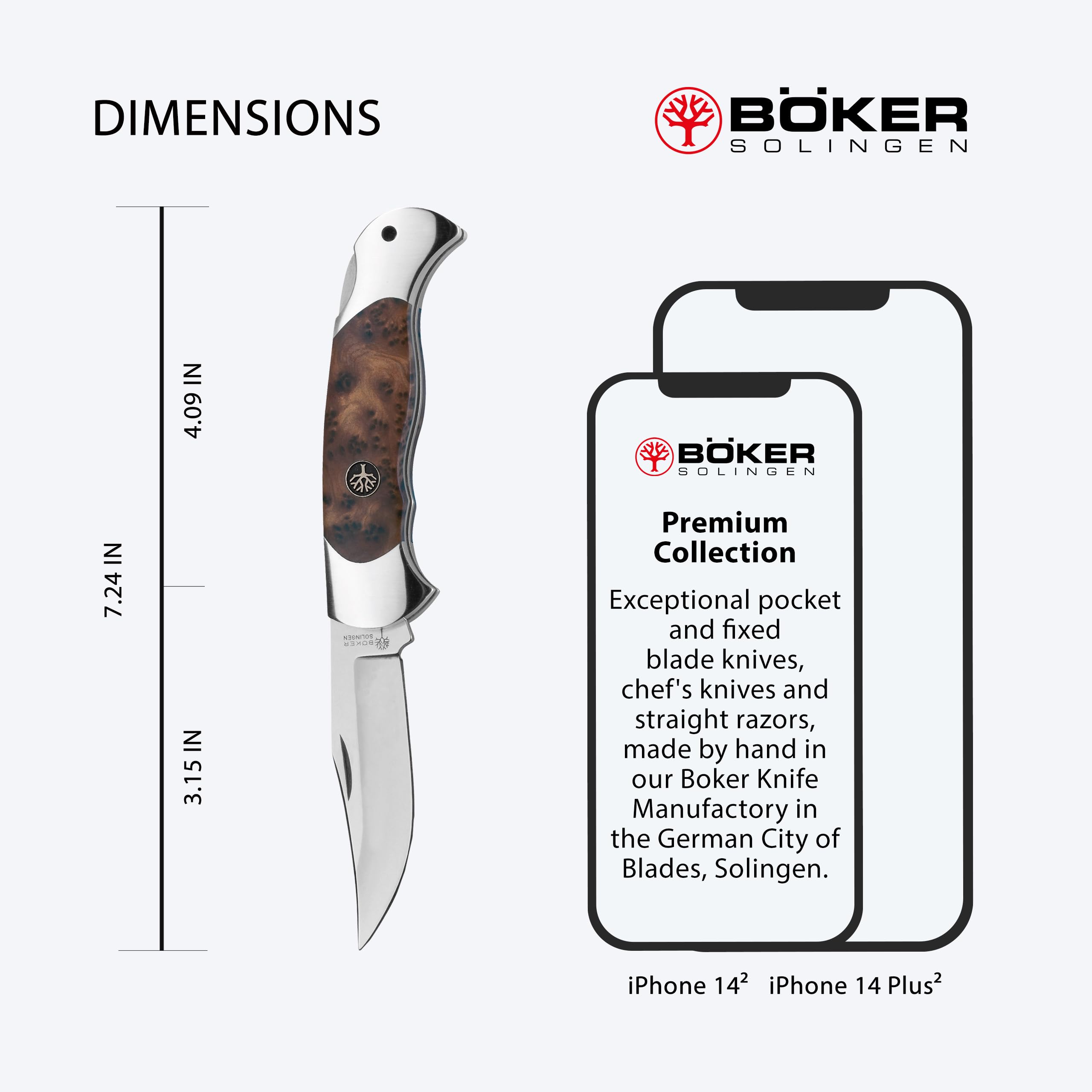 Boker 112002TH Thuya Lock Blade Hunter Pocket Knife - 3.38 Inch Straight Edge Blade for Outdoor Camping, Hunting & Everyday Carry (EDC)