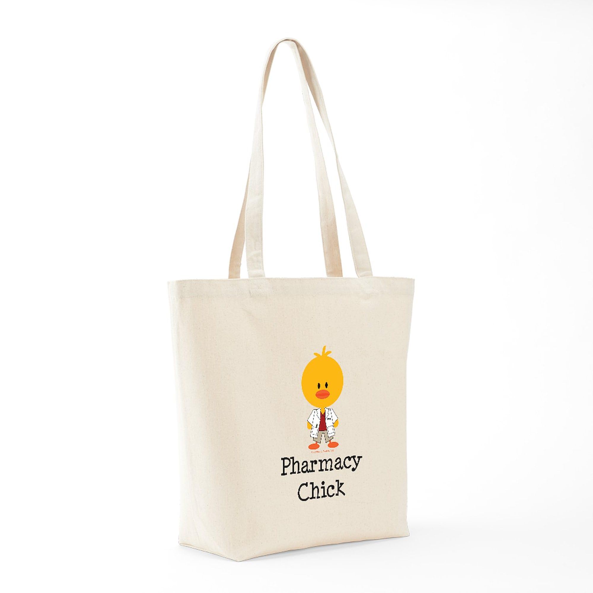 Pharmacy Chick Tote Bag - Natural Canvas Reusable Shopping Bag for Women | Perfect for Groceries, Work & College | Eco-Friendly Cotton Tote with Roomy Pockets