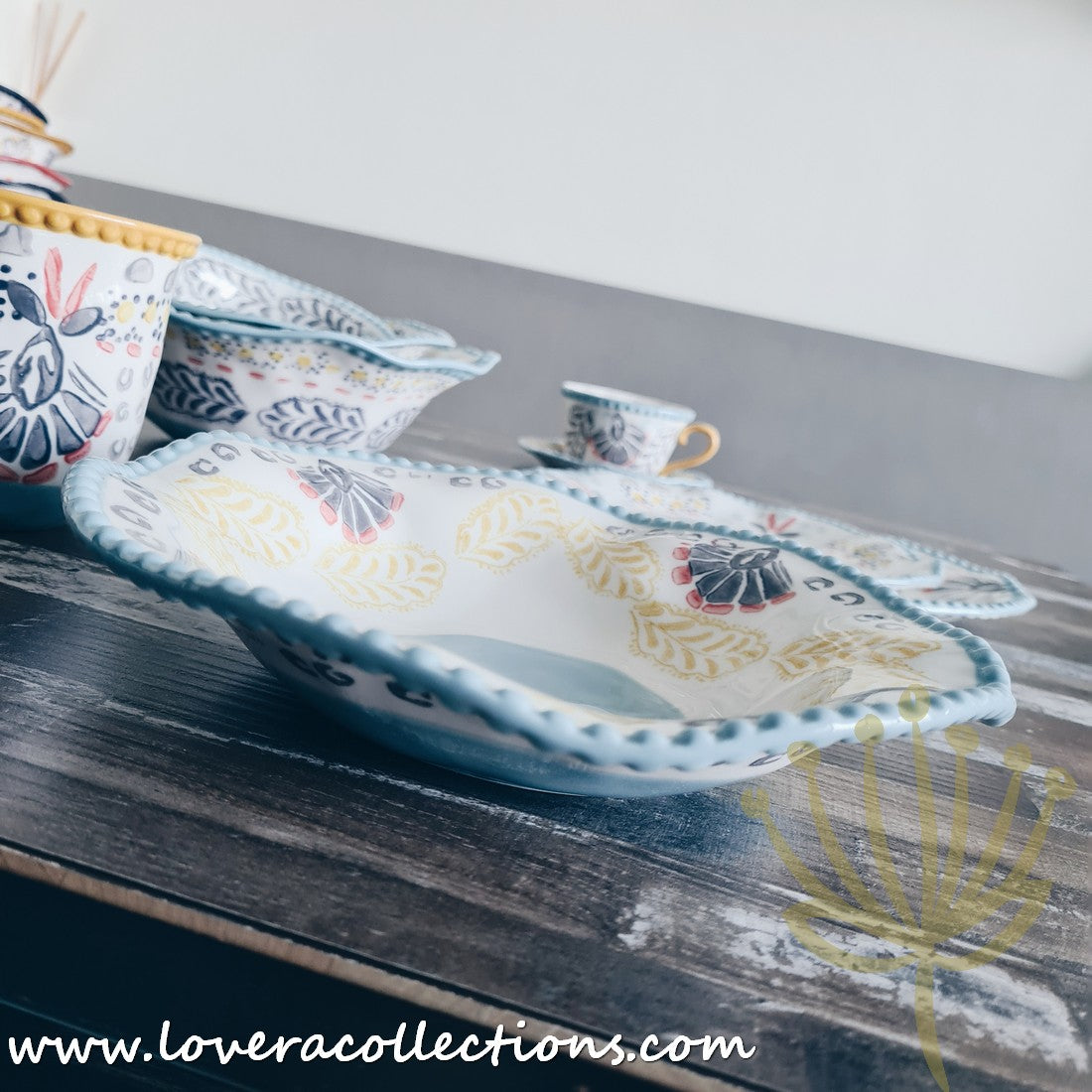 Stylish Afrocentric Light Blue Dinnerware & Serveware Set - Perfect for Family Dinners, Entertaining Guests & Cultural Celebrations