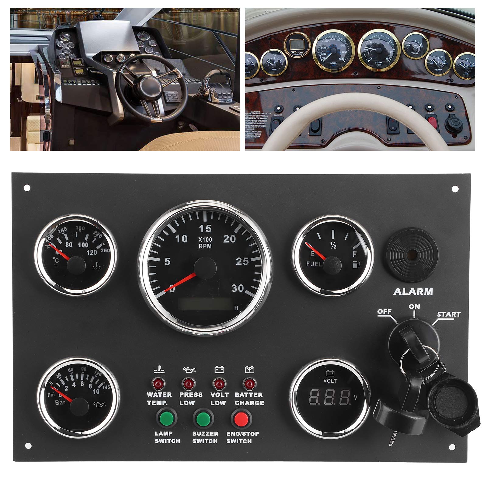 52mm/82mm Digital Gauge Set - Triple Waterproof Cluster with Voltmeter, Oil Pressure, Water Temperature, Engine RPM & Oil Level Display for Cars, Trucks & Boats (12V/24V) - Perfect for Vehicle Dashboards & Marine Instrument Panels
