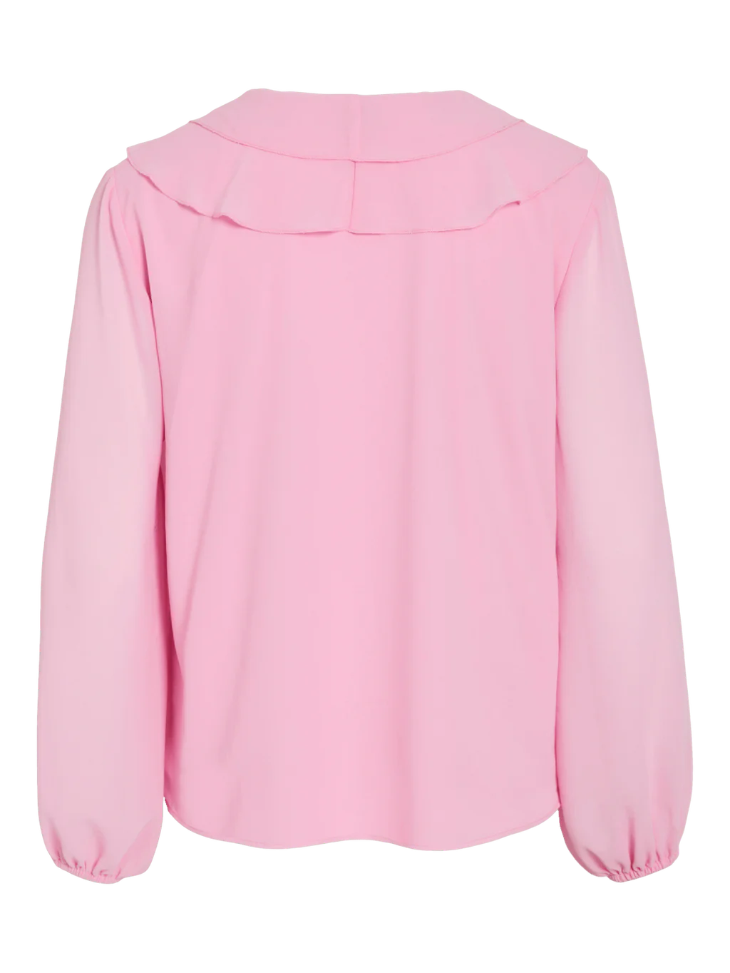 Diane Frill V-Neck Blouse for Women - Elegant Ruffled Bonbon Pink Top for Casual Wear & Office Outfits