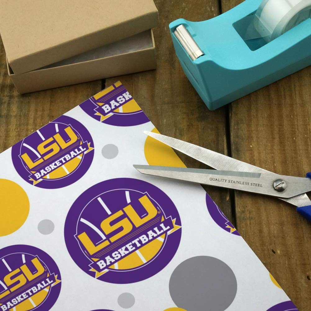 LSU Tigers Basketball Gift Wrap Roll - Premium Wrapping Paper for Sports Fans, Team Spirit Gifts, Birthday & Holiday Presents - Perfect for Game Day, Fan Parties & School Events