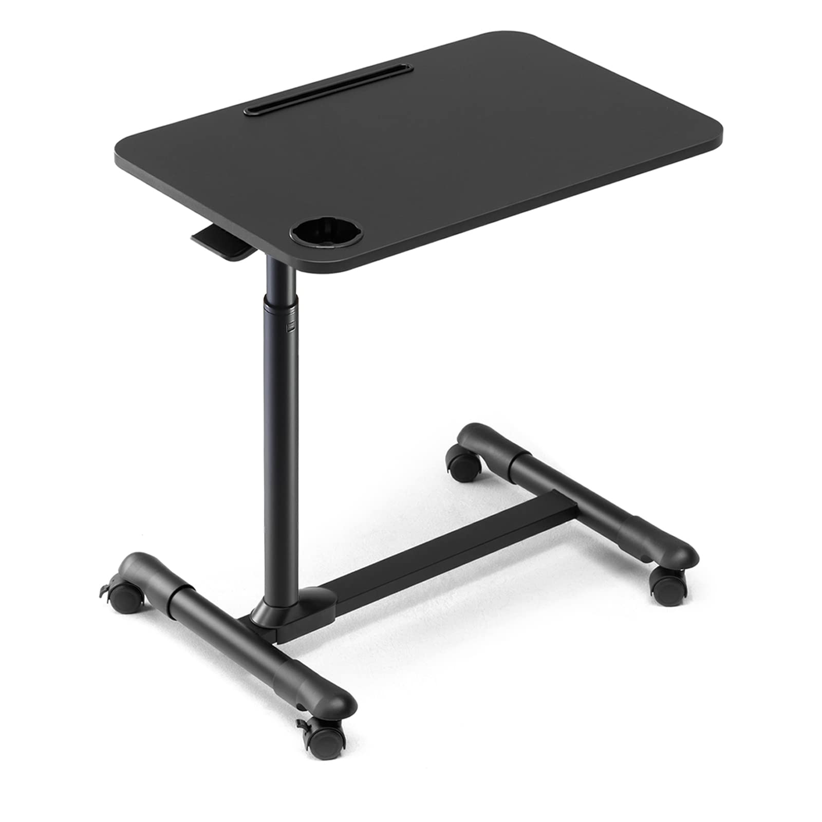 Adjustable Overbed Table with Wheels - Rolling Tray Table for Hospital Bed, Bedside Laptop Desk - Portable Mobile Work Surface for Eating, Working, Reading in Bed (Black) - Perfect for Patients, Elderly Care & Home Office Use