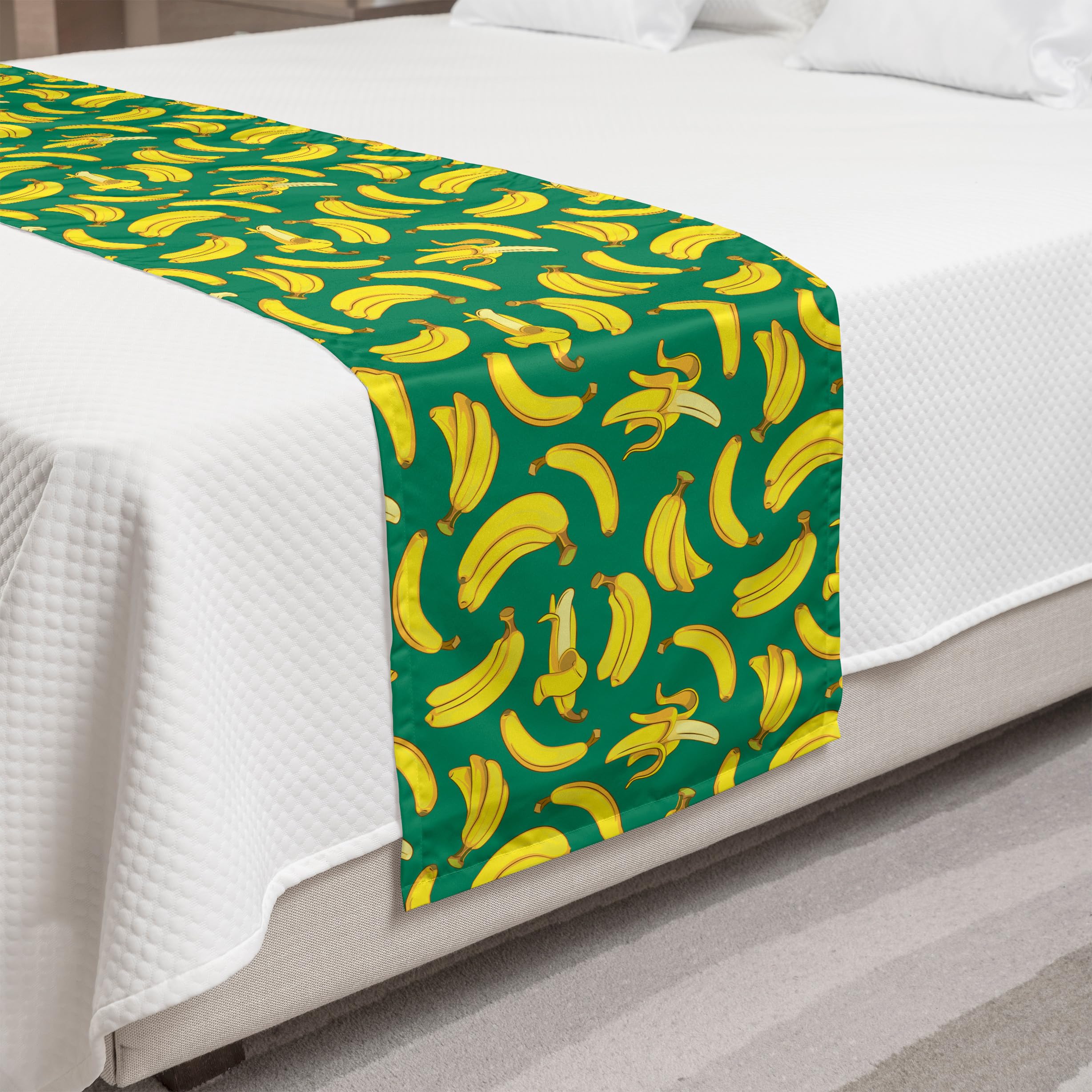 Ambesonne Banana Bed Runner - Fresh Fruit Print for Home & Hotel Decor