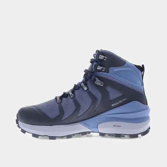 INOV8 Men's Roclite Pro Mid GTX Hiking Boots - Slate/Black - Waterproof Trail Running Shoes for Outdoor Adventures & Mountain Climbing