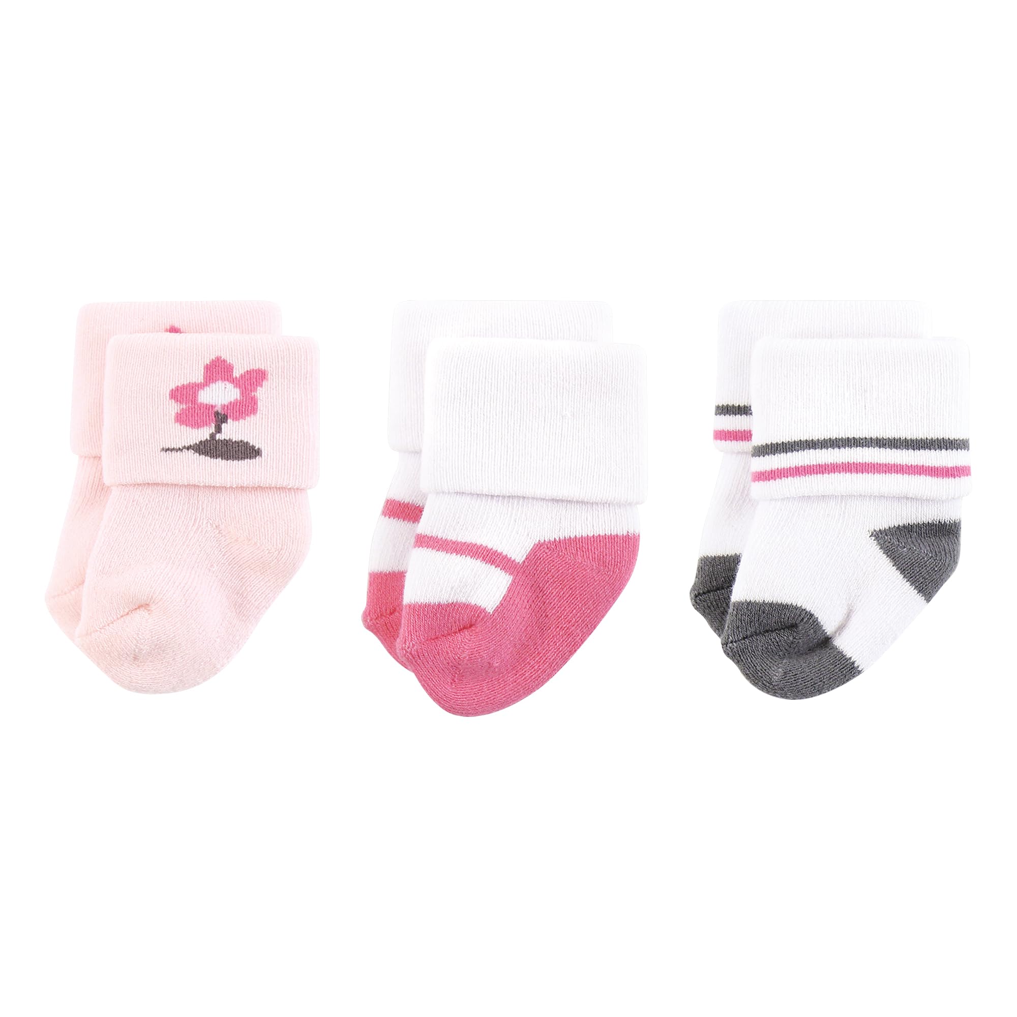 Hudson Baby Unisex Newborn Caps, Mittens & Socks Set - Fairytale Design - 0-6 Months - Perfect for Baby Showers, Photography & Winter Protection