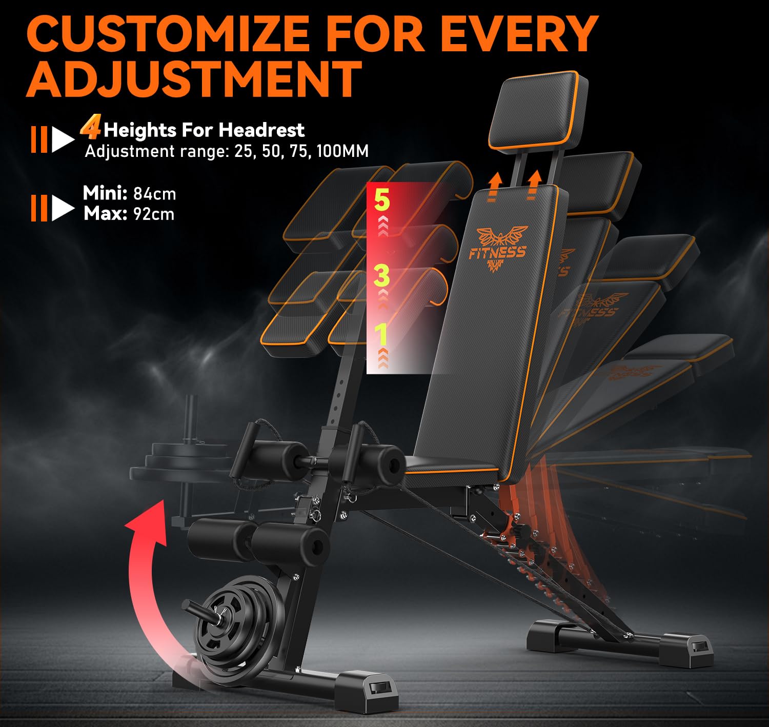 Dskeuzeew Folding Adjustable Weight Bench - 300kg/660LB Capacity Home Gym Equipment for Strength Training & Workouts | Perfect for Small Spaces & Home Fitness