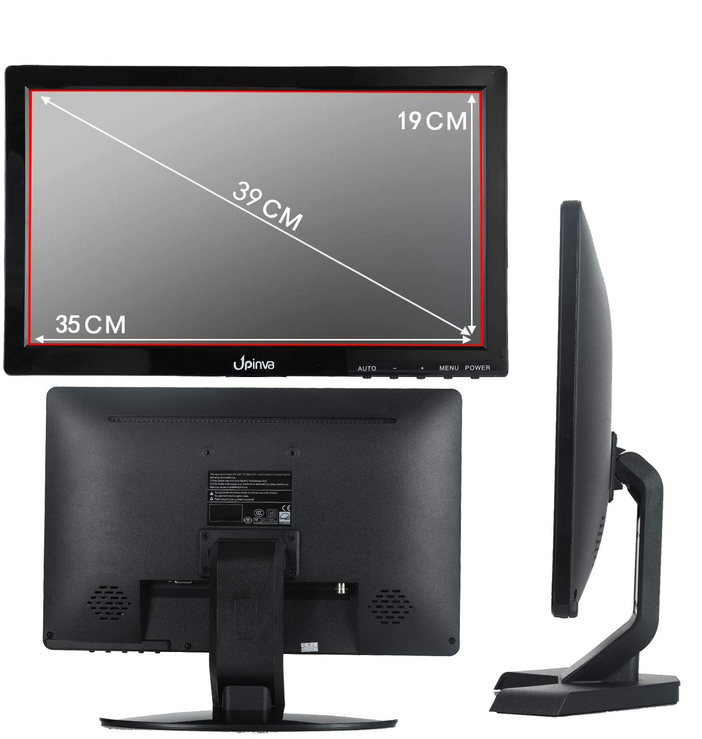 15.6 Inch Full HD 1920x1080 IPS LCD Monitor - Professional Security Camera Display with HDMI/BNC/VGA/USB Inputs, Adjustable Stand for Office PC, Gaming & Surveillance Systems - Perfect for Multi-Screen Setups & CCTV Monitoring Stations