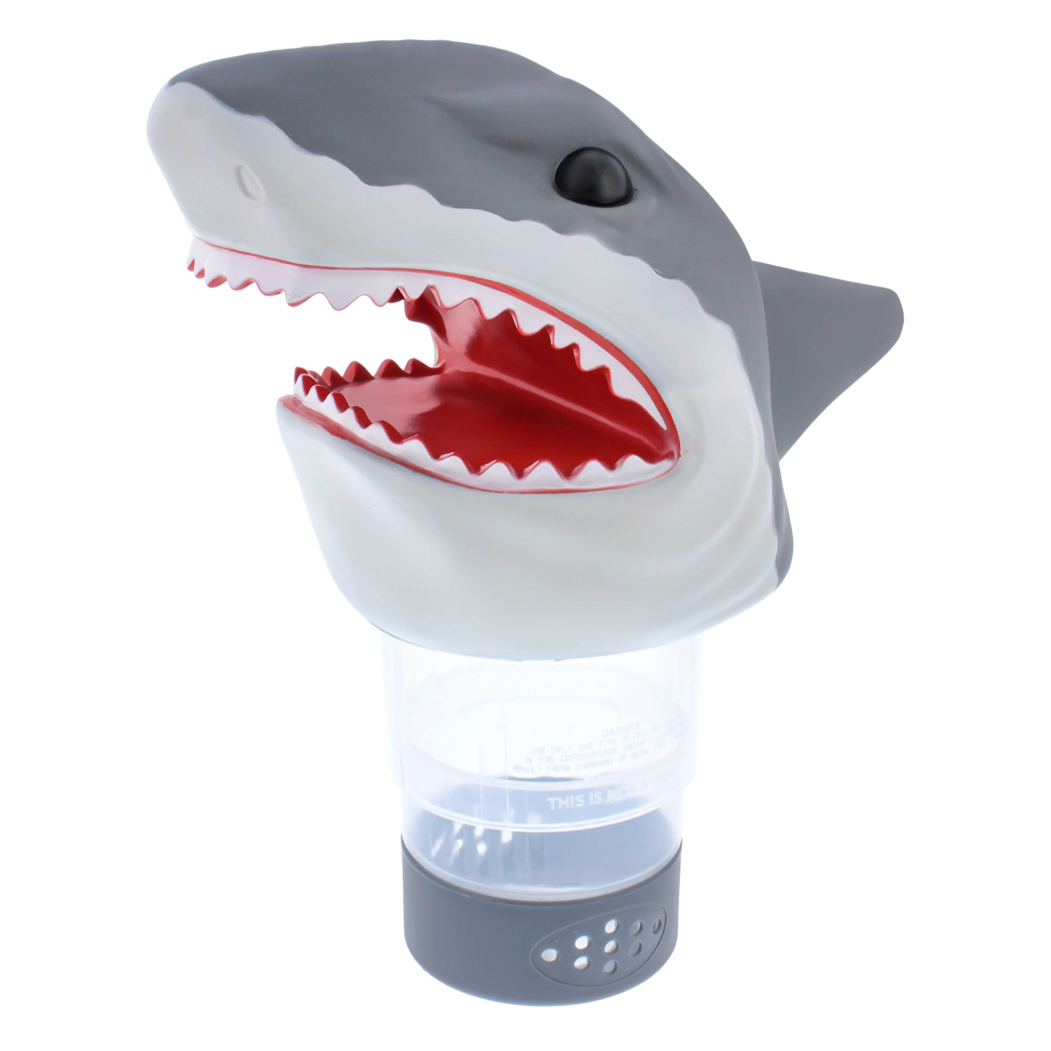 Open Jaws Shark Floating Pool Chlorine Dispenser with Collapsible Base - Holds 3 Chlorine Tablets, Fun Scary Teeth Design for Swimming Pools - Great for Summer Pool Parties & Backyard Decor