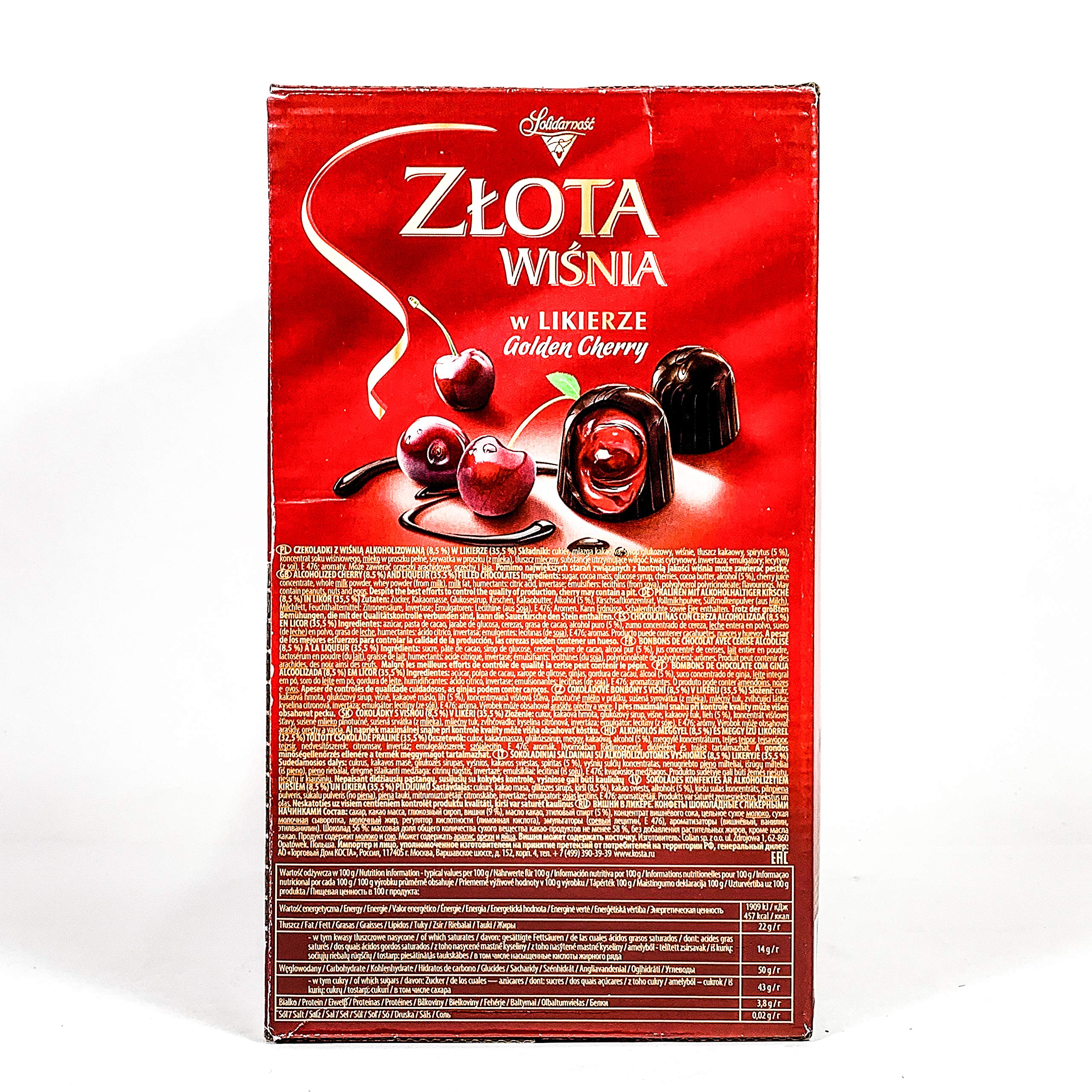Golden Cherry Polish Chocolate Pralines Candies - Zlota Wisnia by Solidarnost 5.51 lb (2.5 kg) Premium Gourmet Gift Box - Perfect for Holidays, Birthdays & Corporate Gifts