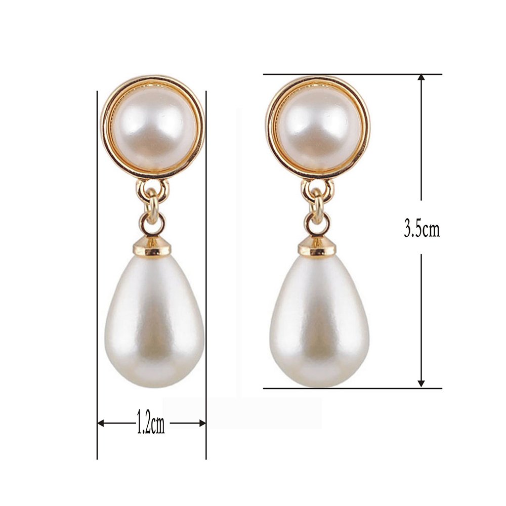 Elegant Gold Teardrop White Faux Pearl Drop Dangle Earrings for Women - Korean Style Party Jewelry - Perfect for Weddings, Date Nights & Special Occasions