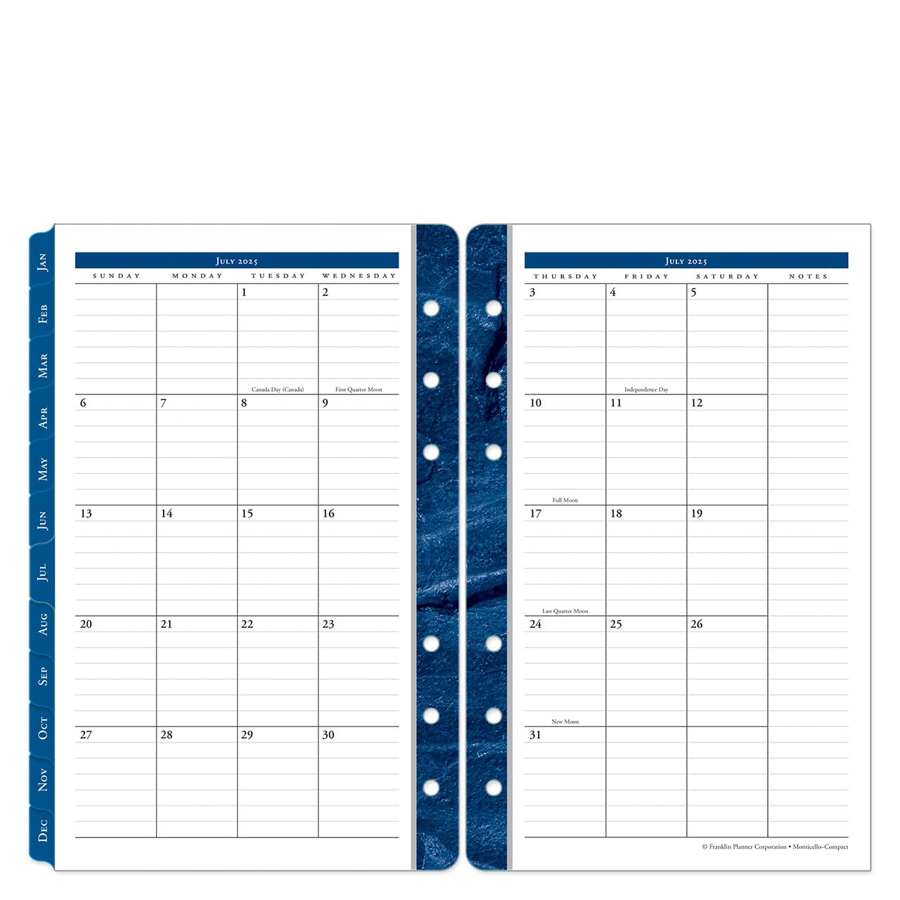 FranklinCovey Monticello One Page Per Day Ring-Bound Planner - Compact Size, July 2025 to June 2026 | Daily Organizer for Work, School & Personal Productivity | Perfect for Professionals & Students