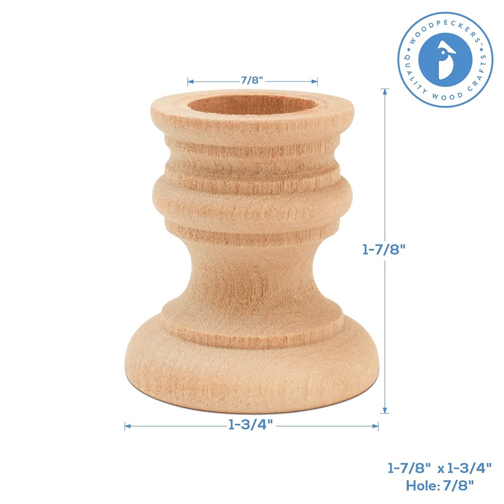 Unfinished Wood Country Candle Cups - 1-7/8 Inch with 7/8 Inch Taper Candle Hole - Pack of 25 - Rustic Home Decor for Weddings, Parties & Holiday Centerpieces - by Woodpeckers