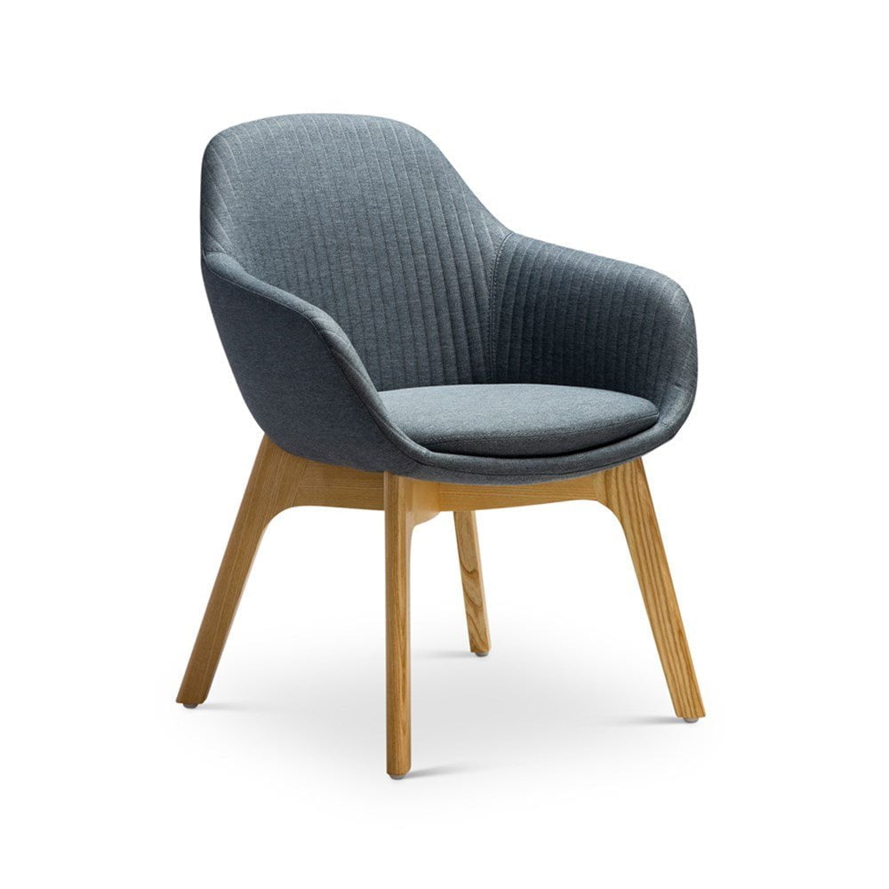 Ava Modern Accent Chair with Solid Wood Legs and Soft Grey Fabric Upholstery - Perfect for Living Room, Bedroom, or Home Office Decor