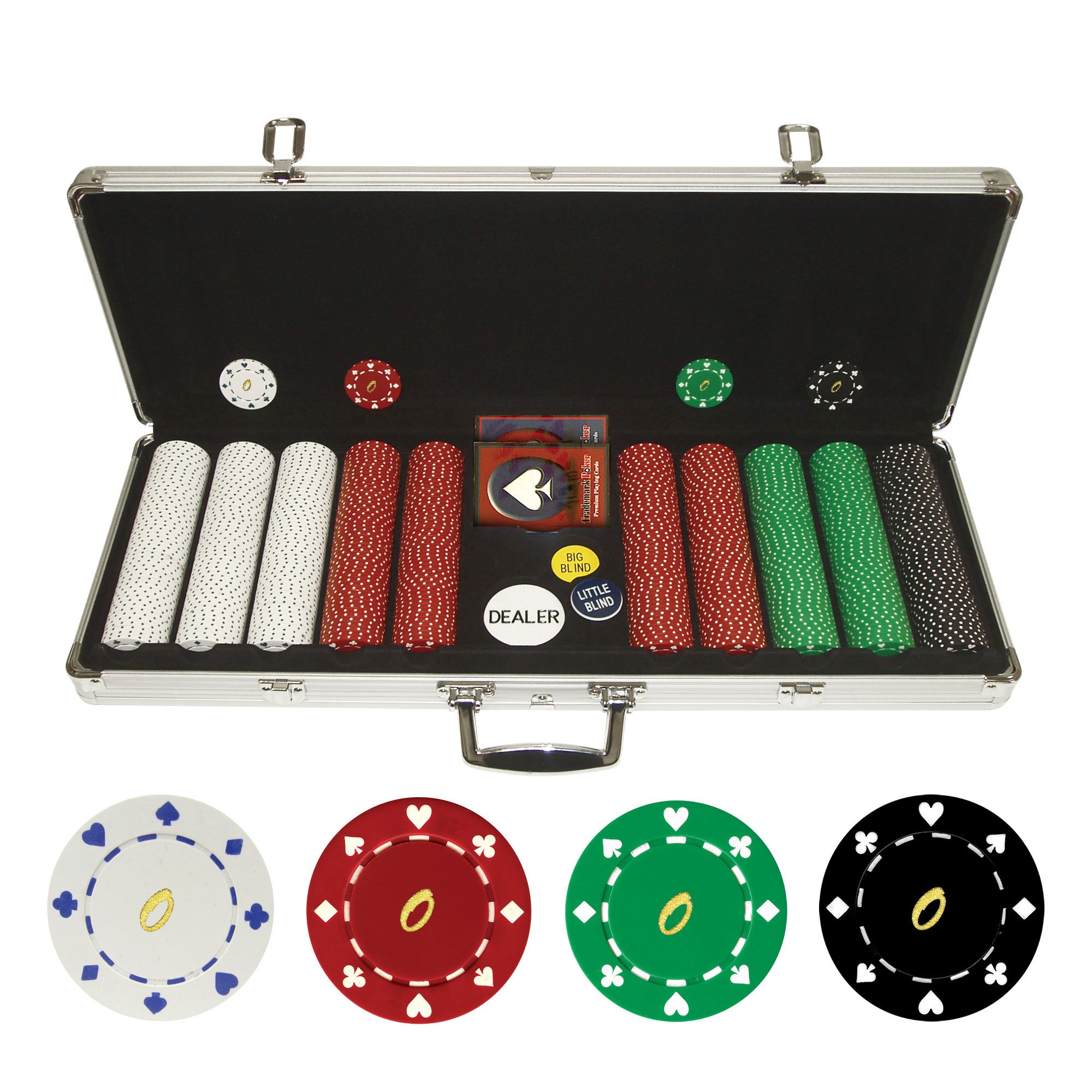 Trademark Poker Personalized Monogrammed 500-Piece 11.5 Gram Casino-Style Suited Poker Chips Set in Aluminum Case - Perfect for Home Poker Games, Casino Nights & Poker Tournaments