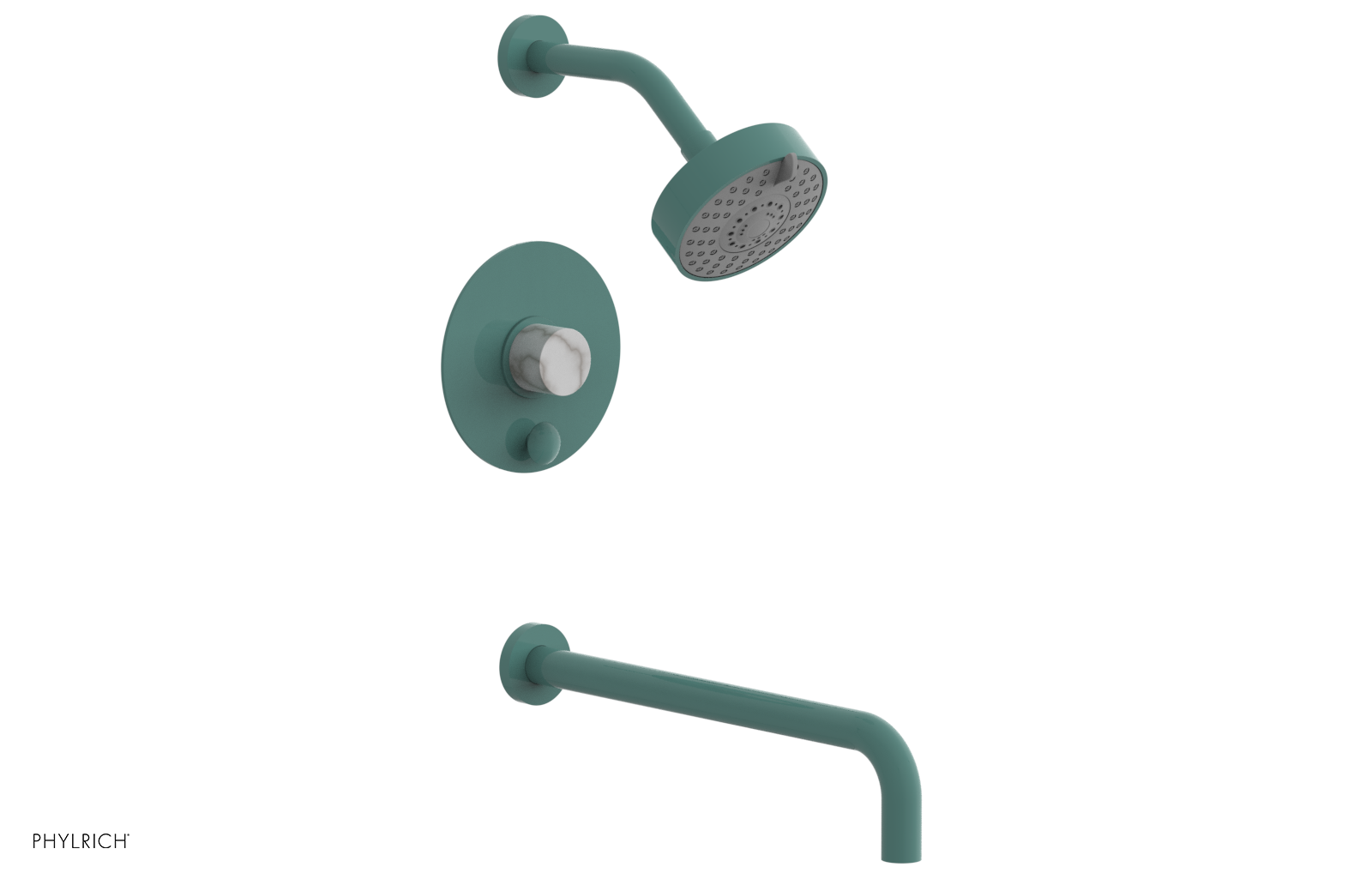 BASIC II 14 Pressure Balance Tub and Shower Faucet Set - White Marble Finish for Bathroom & Shower Installation (Model 230 28 14) | Perfect for Modern Home Renovation & Spa-Like Experience