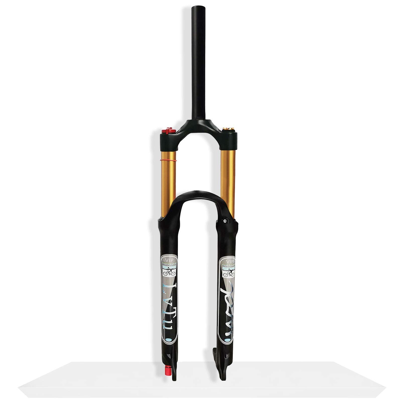 26/27.5/29 Inch Lightweight Magnesium Alloy MTB Front Suspension Fork - 140mm Travel Air Shock Absorber for Mountain Bikes - Manual Lockout & Straight Design - Perfect for Trail Riding, Downhill & Cross-Country Cycling (26 Inch)