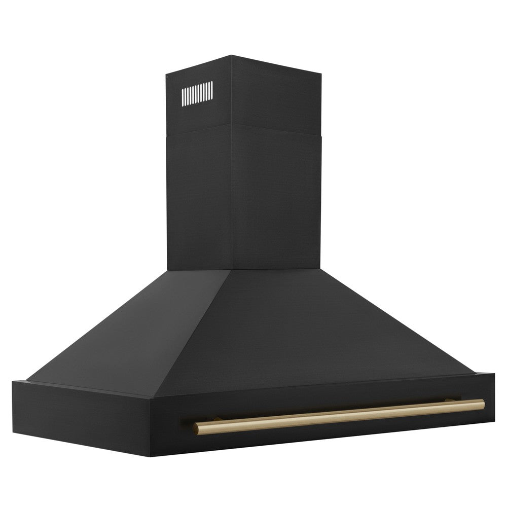 ZLINE Autograph Edition 48 Inch Black Stainless Steel Range Hood with Handle (BS655Z 48) - Professional Kitchen Ventilation for Modern Homes & Restaurants