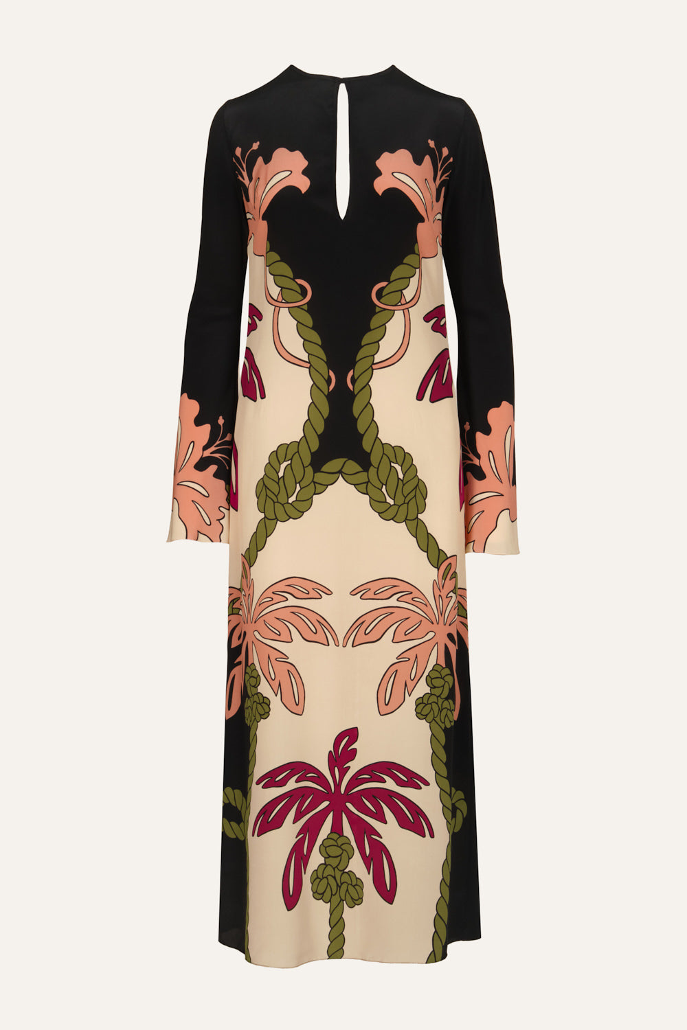 Elegant Queen Palm Dress for Women - Summer Floral Maxi Dress with V-Neck & Flowy Skirt - Perfect for Beach Vacations, Weddings & Date Nights