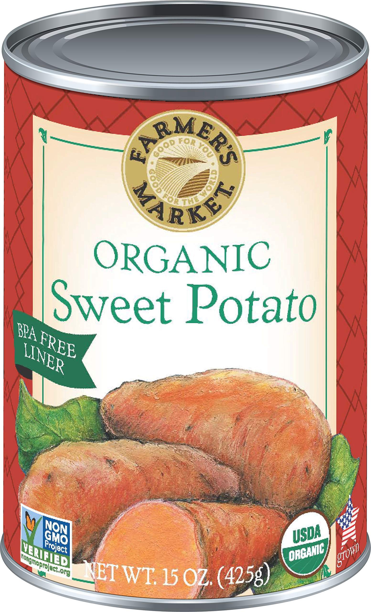 Organic Sweet Potato Puree - Farmer's Market Foods Canned, 15oz (Pack of 12) | USDA Certified, Non-GMO, Gluten-Free | Perfect for Baby Food, Baking, Smoothies & Thanksgiving Recipes