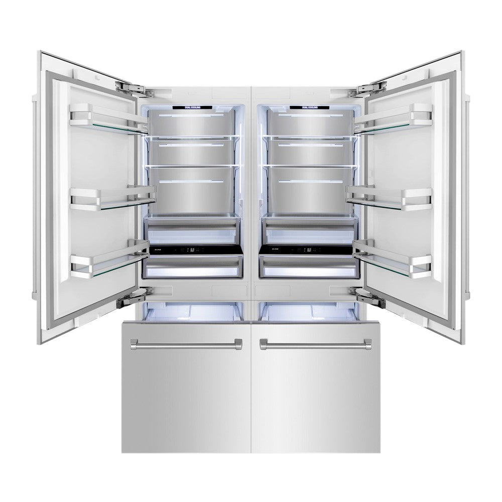 ZLINE 60 Inch 32.2 Cu Ft French Door Built-In Bottom Freezer Refrigerator with Water Dispenser & Ice Maker - Stainless Steel (RBIV 304 60) - Perfect for Modern Kitchens & Open-Concept Homes