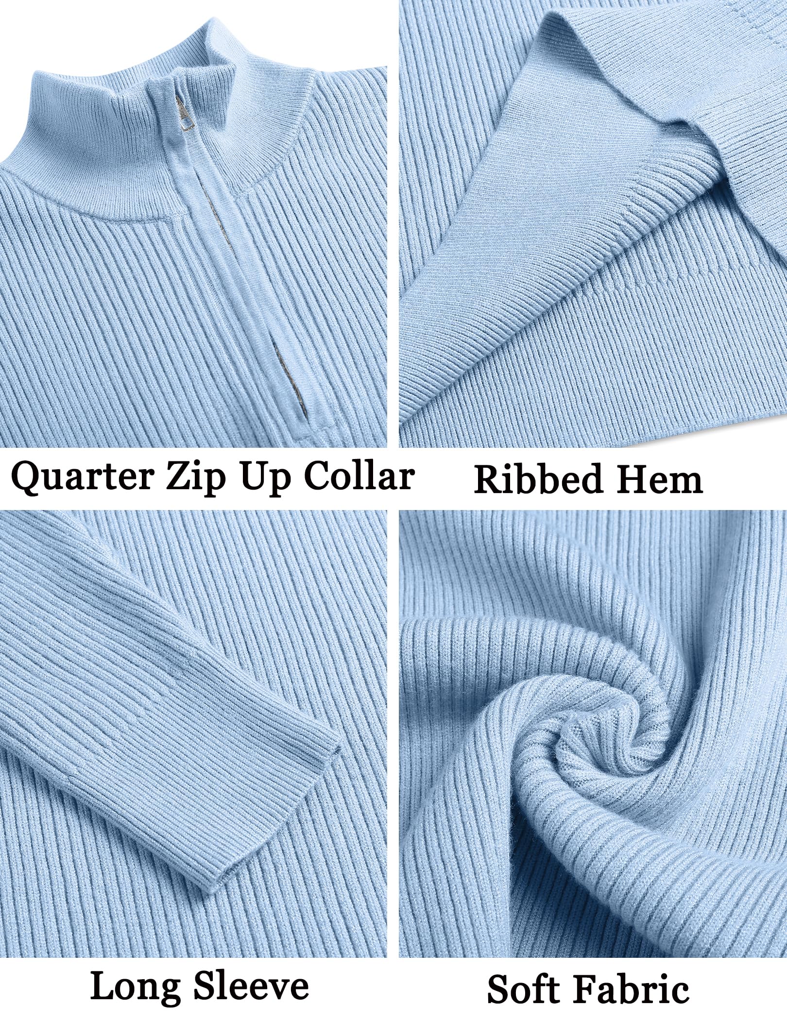 COOFANDY Men's Slim Fit Quarter Zip Sweater - Lightweight Knitted Mock Neck Pullover for Casual & Business Wear | Perfect for Office, Outdoors & Travel