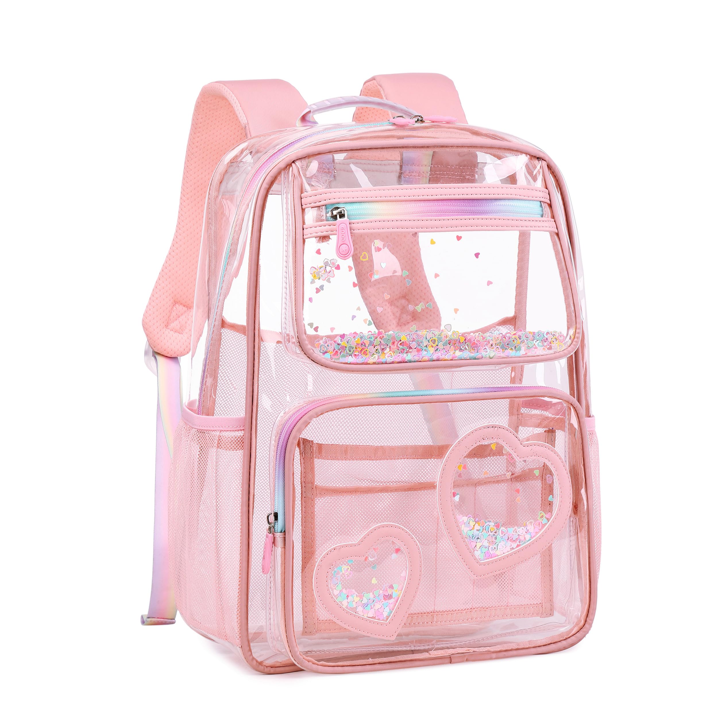 Clear Backpack for School & Travel - Transparent Stadium Approved Bookbag for Girls, Kids, Women & Teens | Pink See-Through Daypack for Elementary, Middle & College Students | Fits Laptops & Essentials (Perfect for School, Work, Travel & Stadium Events)