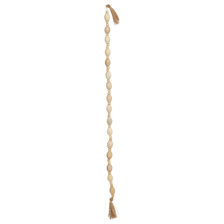 Large Wood Bead Garland - Natural Rustic Home Decor for Wall, Mantel & Wedding - 6ft Boho Chic Beaded Strand for DIY Crafts, Party & Nursery Decorations