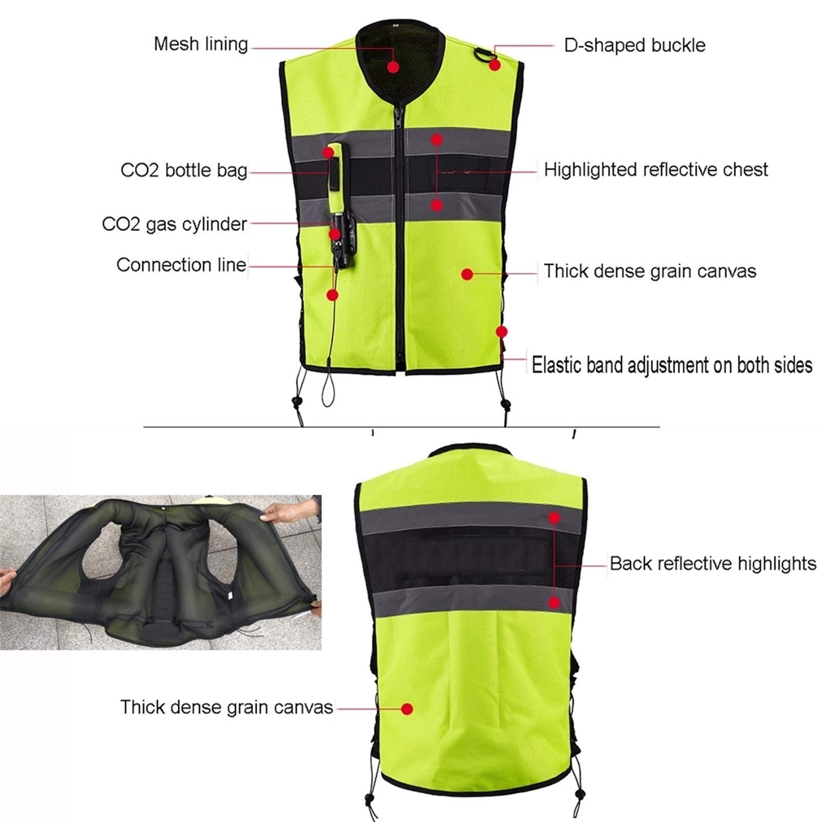 Motorcycle Airbag Vest - Adjustable Racing Safety Vest for Men & Women with Elbow & Waist Protection - Ideal for Motorcycling, Biking, Horse Riding & Skiing (Black, Small) - Perfect for Adventure Sports & Extreme Riding Safety Gear