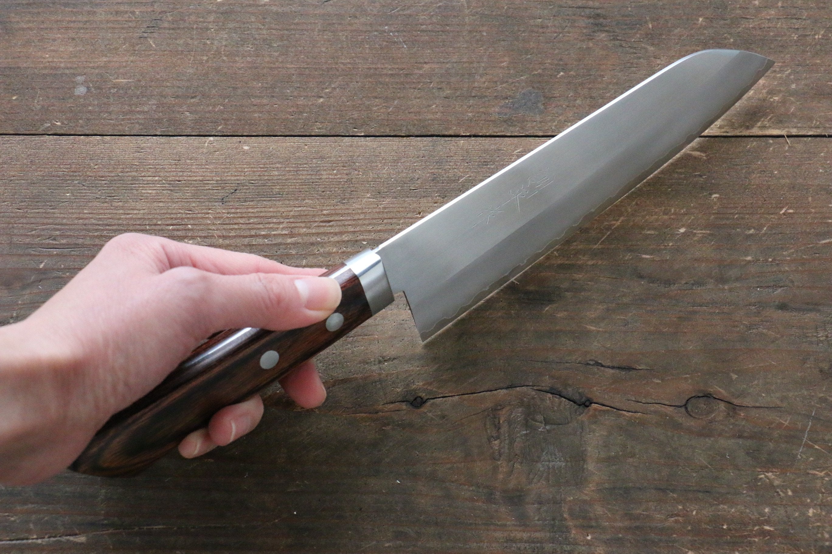 Premium Kunihira VG1 Santoku Knife 170mm - Japanese Migaki Finished Blade with Mahogany Handle - Perfect for Sushi, Vegetables & Meat Cutting - Professional Chef & Home Kitchen Essential