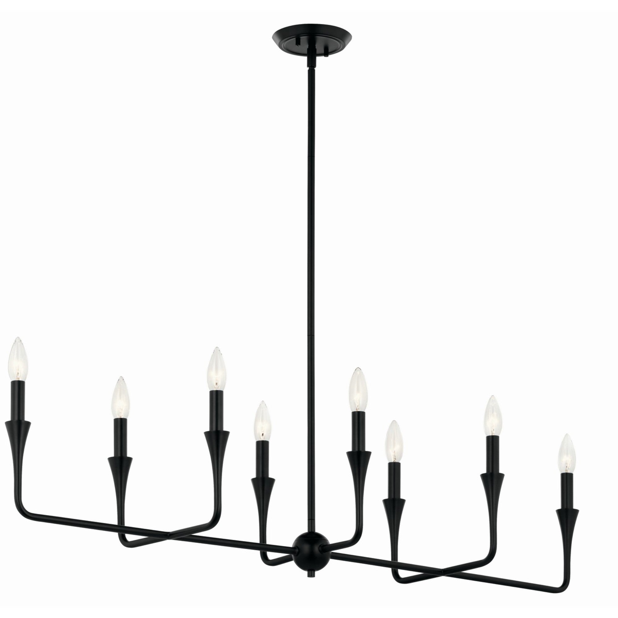 Alvaro 46-Inch 8-Light Linear Chandelier with Black Finish - Modern Dining Room Lighting for Kitchen Island, Entryway & Bedroom