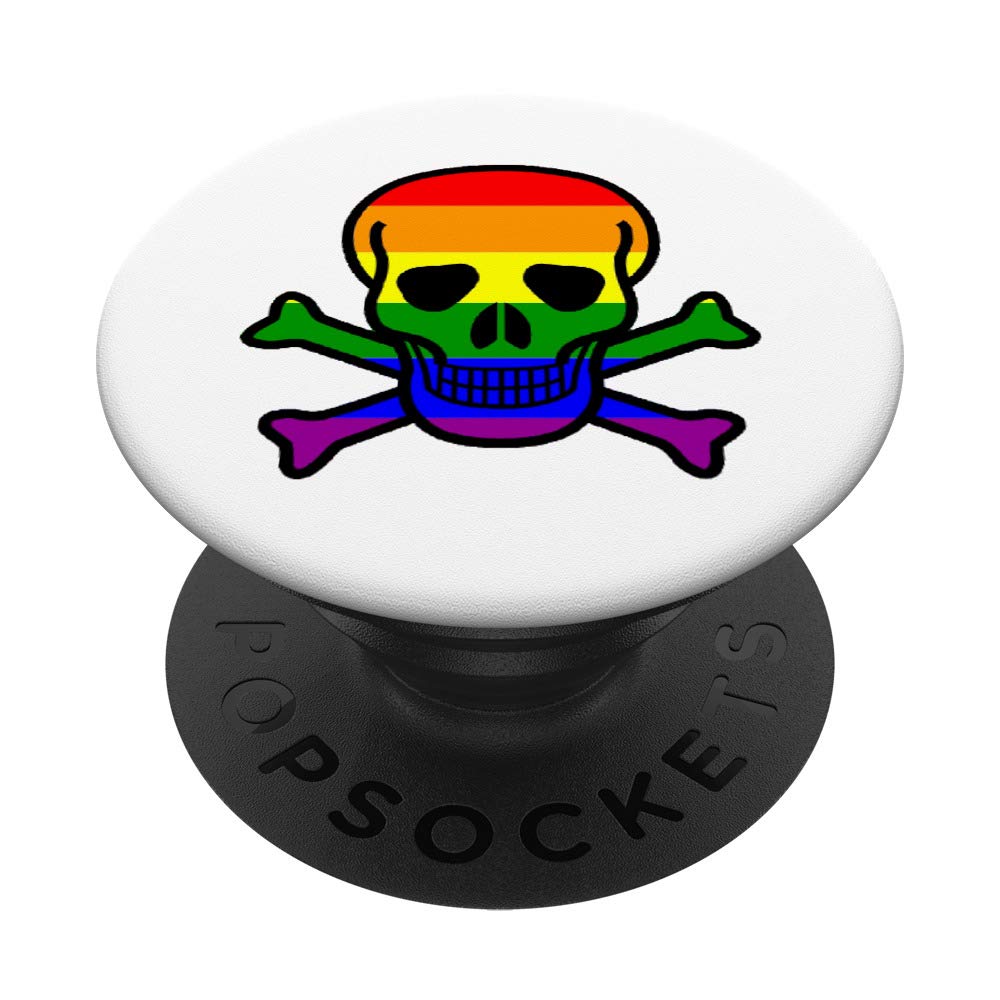 Rainbow Skull & Crossbones PopSockets PopGrip - Interchangeable Phone Grip for iPhone, Samsung & Tablets | Gaming, Photography & Daily Use Accessory