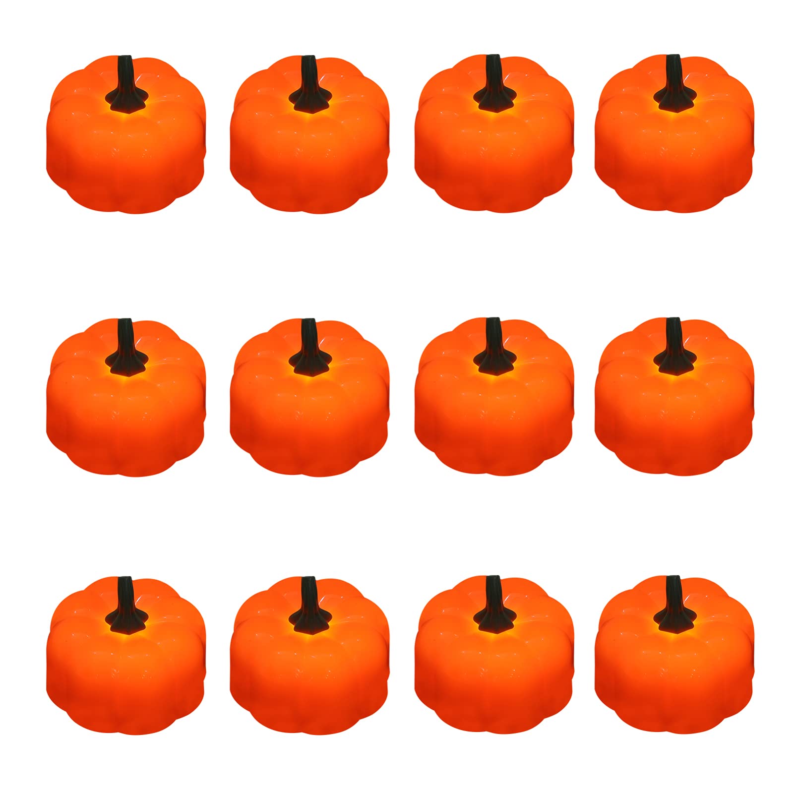 BESPORTBLE 12-Pack Halloween LED Pumpkin Lanterns - Battery Operated Plastic Pumpkin Night Lights for Harvest, Fall, Thanksgiving & Halloween Party Decorations - Perfect for Indoor/Outdoor Home, Porch, Yard & Tabletop Decor