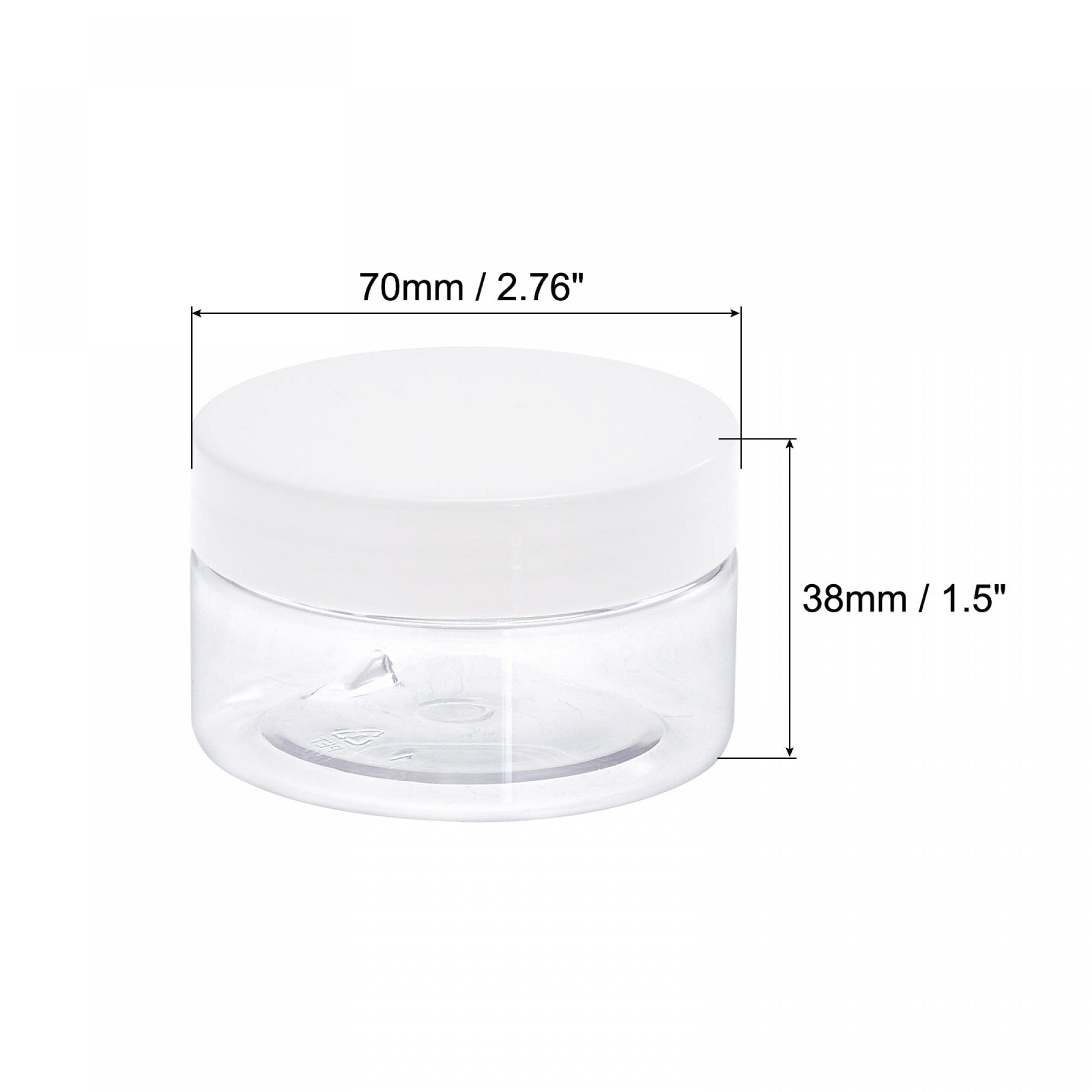 uxcell 3oz/80ml Clear Round Plastic Jars with White Screw Top Lids - 2 Pack Wide Mouth Empty Containers for Storage & Organization | Perfect for DIY Crafts, Spice Storage, Travel Toiletries & Home Organization
