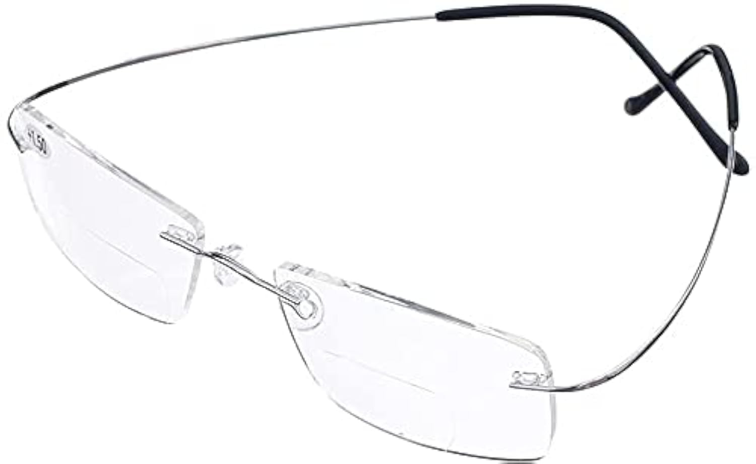 Lightweight Titanium Bifocal Reading Glasses for Men & Women - Rimless Fashion Eyewear with Case - Perfect for Reading, Computer Work & Daily Use