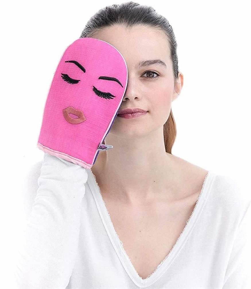 Cleanzi Reusable Makeup Removal & Exfoliation Mitt - Gentle Exfoliating Glove for Face & Body, Travel-Friendly Skincare Gift Box (Perfect for Travel, Spa Days & At-Home Skincare Routine)