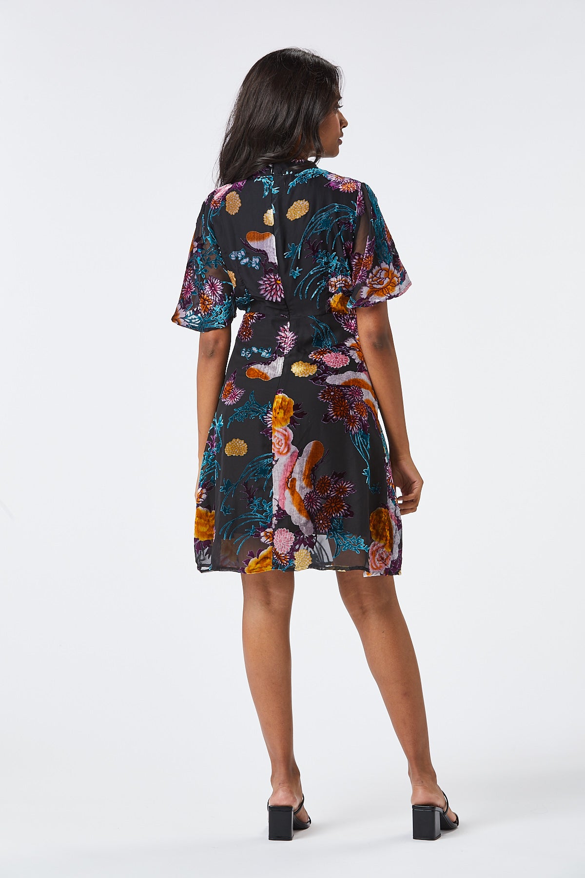 FILY Velvet Short Dress - Pink Floral Print Sleeveless Mini Dress for Women | Perfect for Date Night, Party & Special Occasions