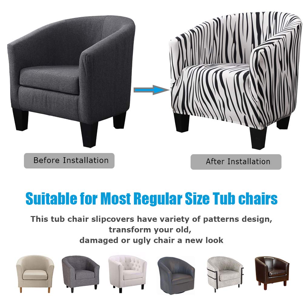 GULI Velvet Stretch Armchair Slipcover - Soft Plush Spandex Wingback Club Chair Cover, Washable Furniture Protector for Living Room, Bedroom, Office (Zebra Print) | Perfect for Home Decor & Furniture Protection
