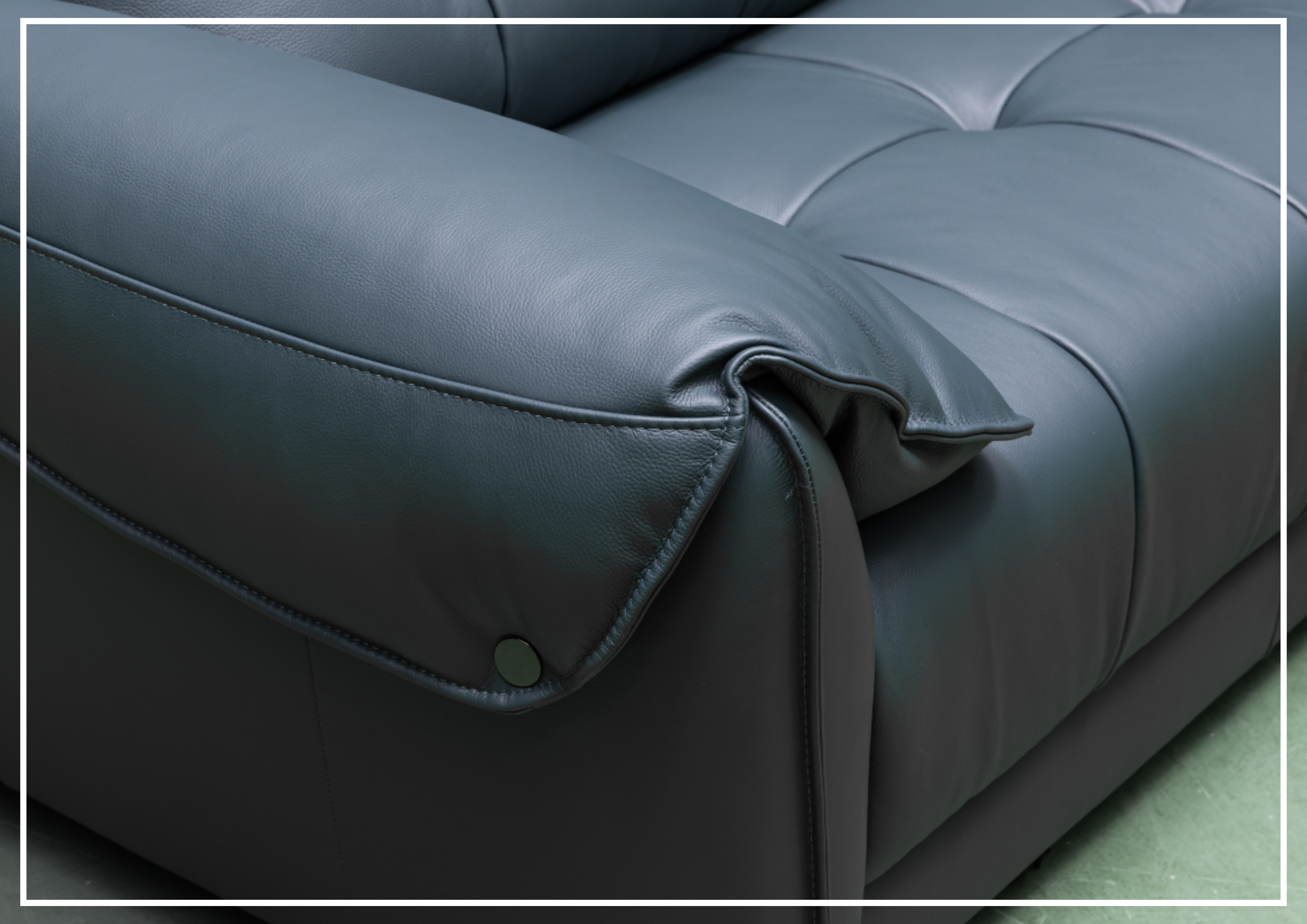 Klaussner Sofiano 2-Seater Blue Leather Sofa with Plush Back Support - Modern Living Room Furniture for Small Spaces & Apartments