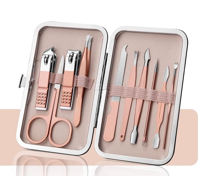ARDAKI 10-in-1 Professional Manicure Pedicure Kit - Stainless Steel Nail Clippers, Scissors, Grooming Tools, Blackhead Remover & Acne Needle Set for Home & Travel Nail Care