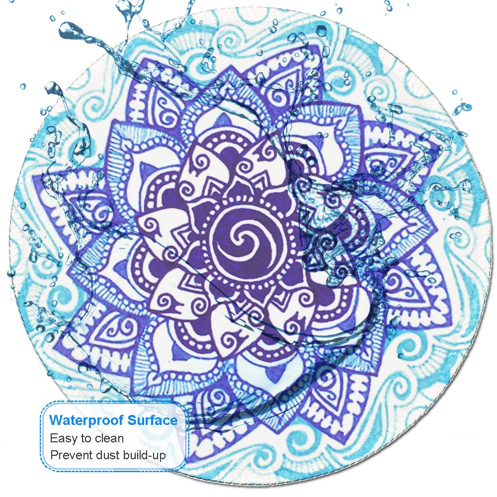 BOSOBO Round Mandala Mouse Pad - Non-Slip Rubber Floral Design with Stitched Edge, 7.9 x 7.9 Inch Cute Circular Mouse Mat for Girls & Women | Perfect for Office, Gaming & Home Computer Use