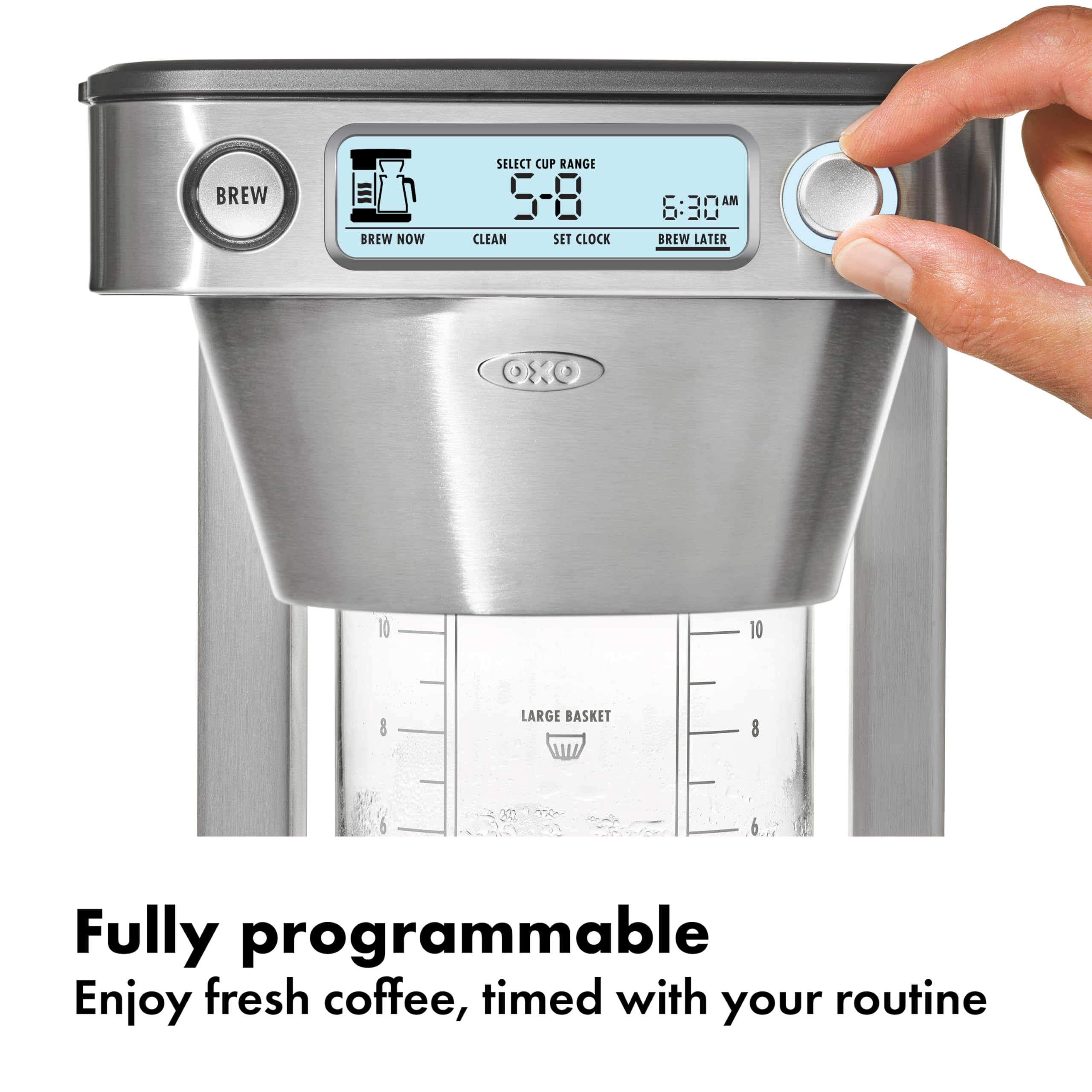 OXO Brew 12-Cup Programmable Coffee Maker with Podless Single-Serve Function - Stainless Steel Silver - Perfect for Home, Office & Entertaining