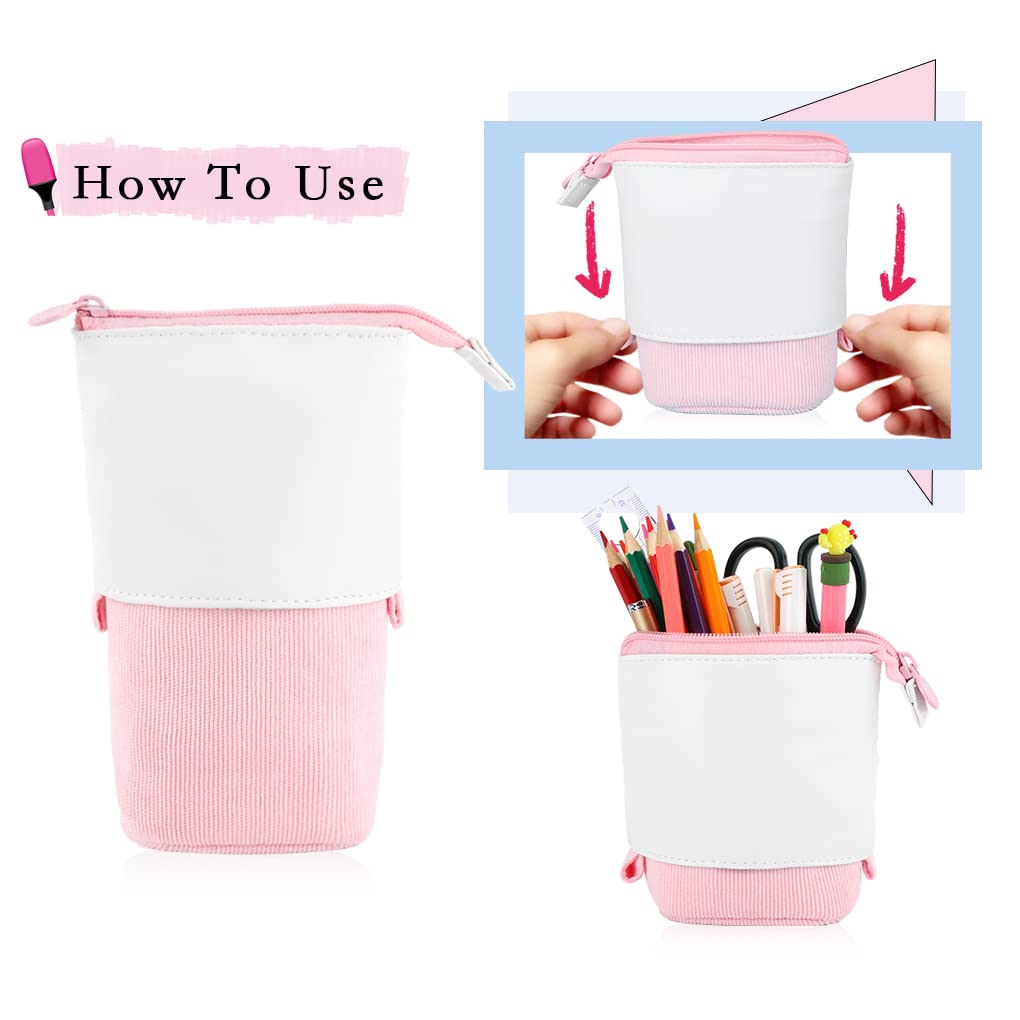 Oyachic Stand Up Pencil Case - Transformable Telescopic Pen Holder & Cosmetic Organizer Bag for Women | Perfect for Office, School, Makeup Storage & Travel Accessories